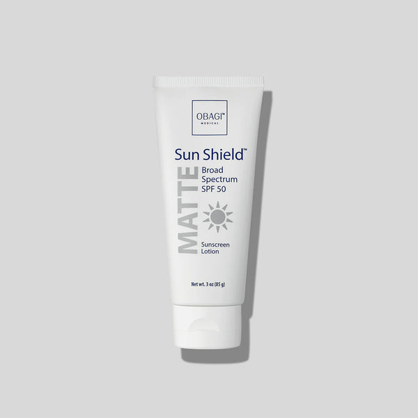An image of Obagi Sun Shield Matte SPF50 with light grey background.