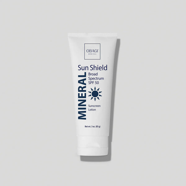 An image of Obagi Mineral Broad Spectrum SPF 50 with light grey background.