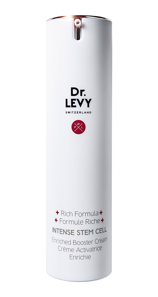 An image of a bottle of Dr Levy Enriched Intense Stem Cell Booster Cream with a transparent background.