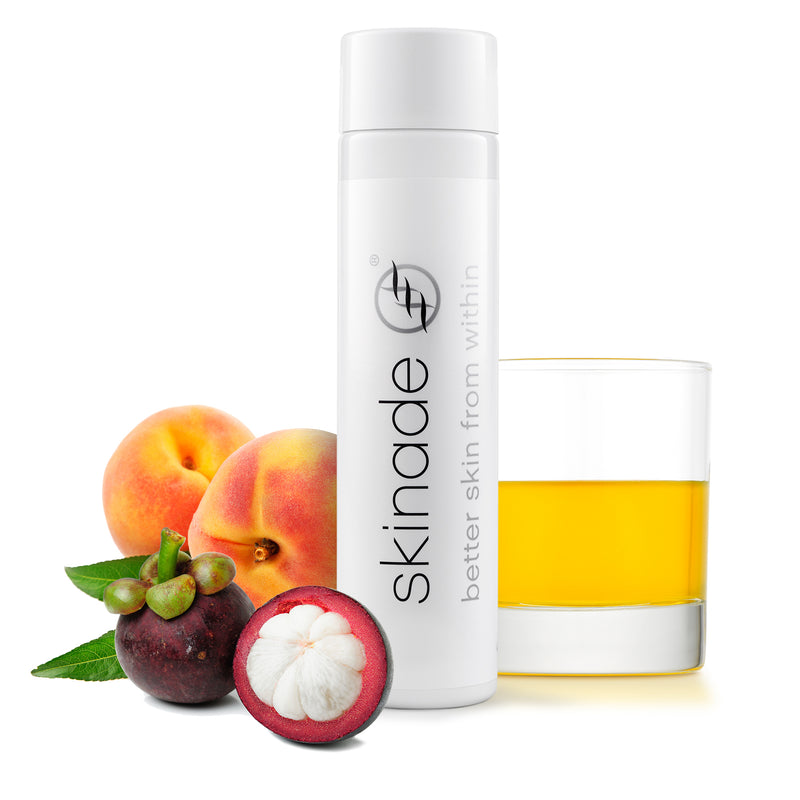 An image of a bottle of Skinade Collagen Drink with white background.