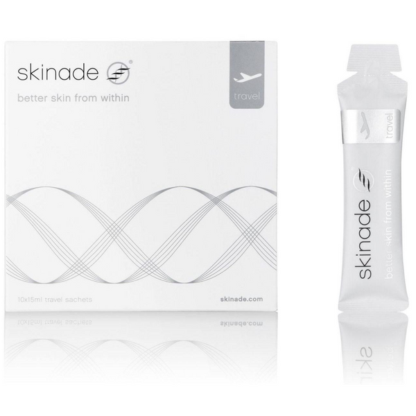 An image of Skinade Collagen Drink 30 Day Travel Supply with white background.